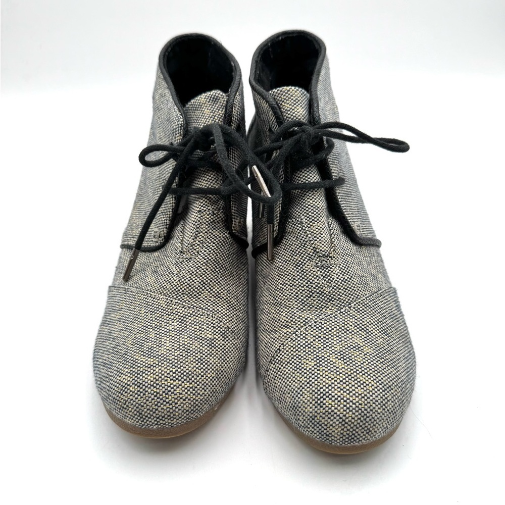 Toms Metallic Linen Desert Wedge